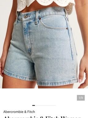 Abercrombie & Fitch Light Wash The 4” Mom Short High Rise Curve Love Size 27 (4)